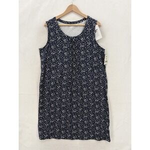 Lands' End Dress Womens Large Blue Star Print Sleeveless T-Shirt Knit Patriotic